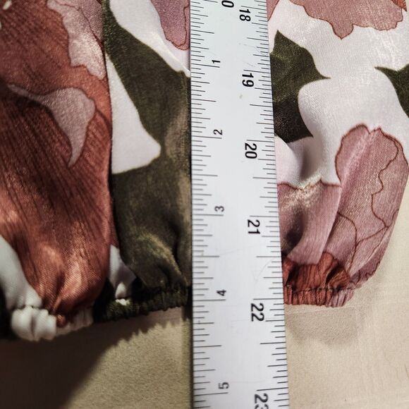 Lovely Melody Women's S Floral Print Satin Tie Neck Long Sleeve Blouse USA - Picture 11 of 11